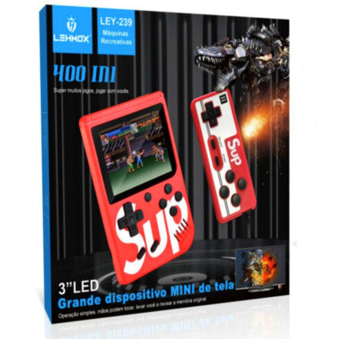 Mini video game portatil sup c 400 jogo 1 controle 2 jogadores console